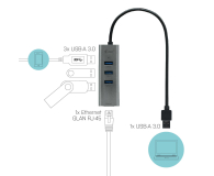 i-tec USB 3.0 Metal LAN HUB 3x USB 3.0 RJ-45 10/100/1000 Mb/s - 456338 - zdjęcie 3